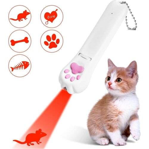 Syezyo Cat Pet Training Supplies Toy USB Rechargeable Laser Pointer UV Flashlight 5 Patterns LED Projection Torch Multi-Pattern