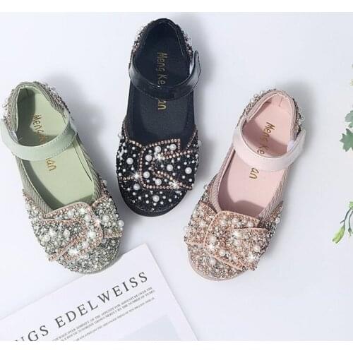 Girls' Single Shoes New Casual Colorful Diamond Bowknot Dance Shoes Performance Shoes Spring and Autumn for Children Leather