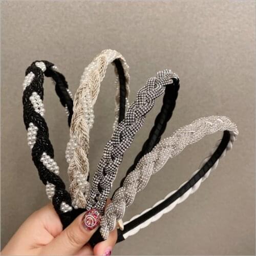 Hairpin water brick twist braid headbands 2021 new fold pearl press hairbands