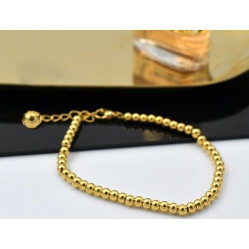 MADALENA SARARA 18K Gold Round Hallow Beads Bracelet Au750 Gold Women Bracelet Genuine Gold Made Ajustable