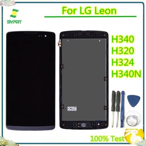 LCD Screen For LG Leon H340 h320 h324 H340N H326 H342 LCD Display Touch Screen Digitizer Assembly With Frame For LG Leon