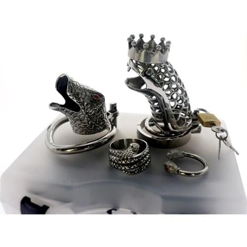 Snake Stainless Steel Cock Cage Kits Male Belt Penis Ring Cock Ring Chastity Cage Penis Rings Chastity Male Sex Toys for Men