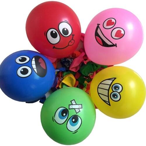 100pcs /lot 12 Inch Big Eyes Smiling Face Balloon Thick Balloon Smile Printing Latex Balloon Birthday Wedding Decoration