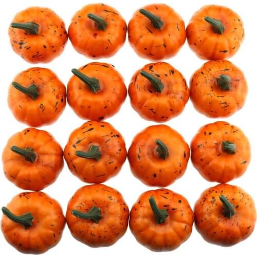 Gresorth 16pcs Fake Yellow Pumpkins Artificial Food Model for Home Kitchen Halloween Decoration - 6 cm