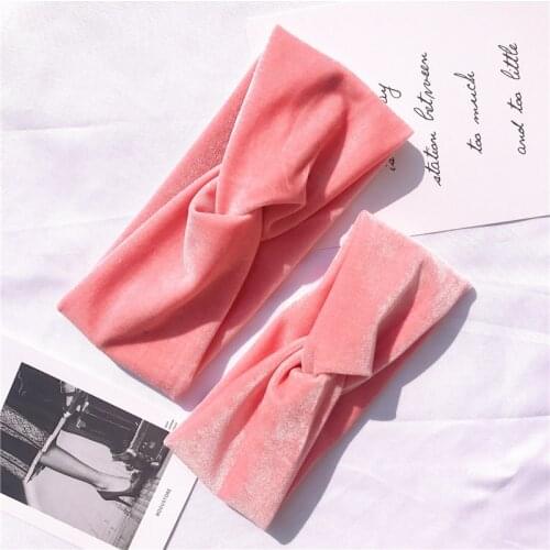 2pcs Mommy and Baby Headband Set Girl Velvet Headbands Mother Daughter Head Wrap Family Hair Band Kids Hair Accessories Bandage