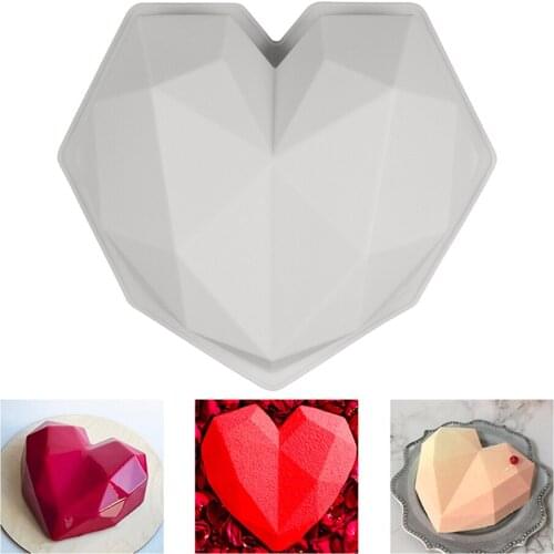 Facemile 3D Diamond Love Heart Shape Silicone Molds for Baking Sponge Chiffon Mousse Dessert Cake Molds Food Grade