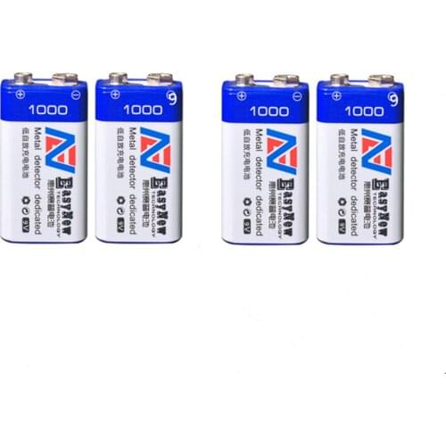 4pcs/lot Large capacity 9V 1000mAh lithium ion battery 6F22 rechargeable battery detector toy rechargeable battery