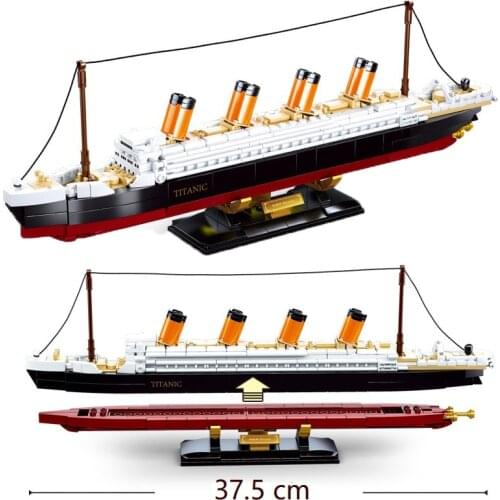 481PCS Titanic Ship Boat Building Blocks Toy Cruise Ship RMS 3D Model Figure Educational Kit Bricks DIY Toys for kids Christmas