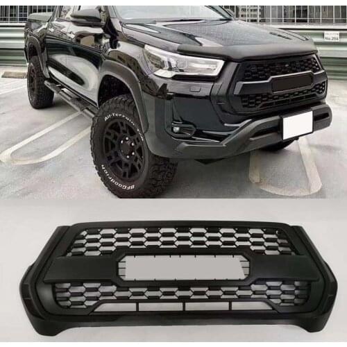 EXTERIOR AUTO ACCESSORIES ABS MODIFIED GRILLS GRILLE FIT FOR HILUX REVO 2021 PICKUP CAR GRILL FRONT MASK BUMPER TRIMS COVER
