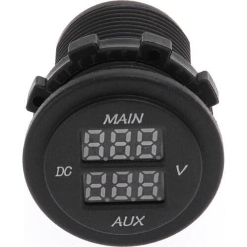 Car Digital Display Round Dual Voltmeter Voltage Meter for Car Pickup Truck Dual Battery Pack Automobiles Parts Accessories