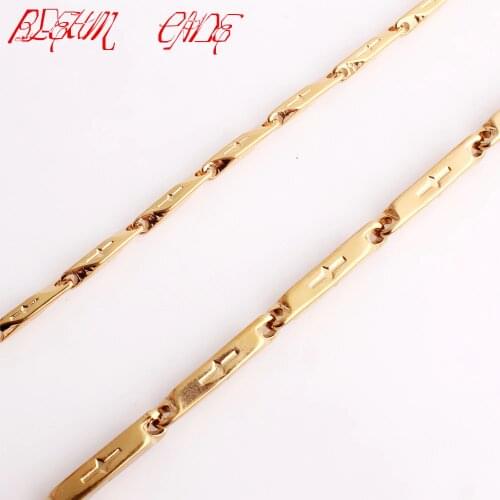 2/3MM 316L Stainless Steel Gold Color Cross Chain Necklace Men Women Jewelry wholesale Chain 22inch