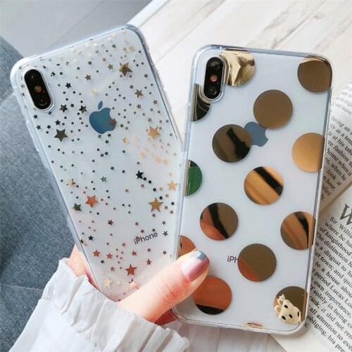 Plating wave point, starry sky Phone Case For iPhone XS 11 Pro Max XR XS Max X Transparent Cover For iPhone 6 6S 7 8 Plus Case
