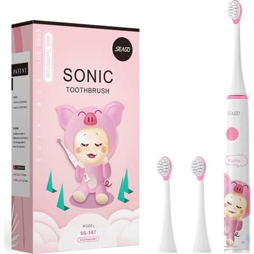 SEAGO Electric Toothbrush Upgraded Kid Safety Automatic Toothbrush Sonic Clean Rechargeable with 2 pcs Replacement Brush Heads