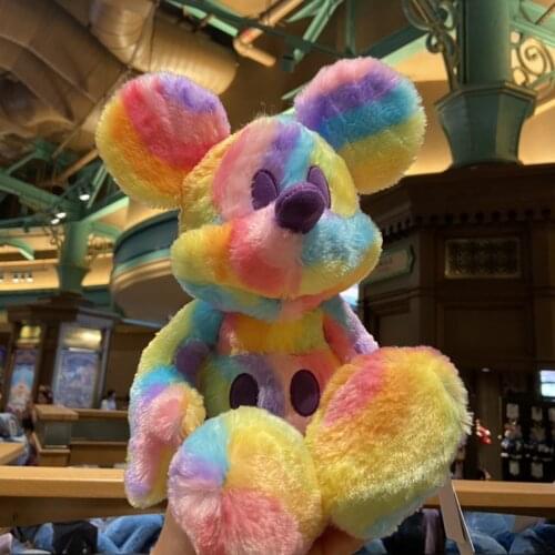 Disney park High quality rainbow Mickey plush toy stuffed toys doll doll Birthday present for girlfriend