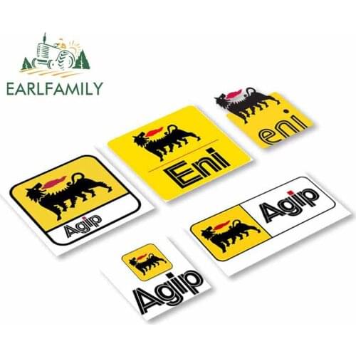 EARLFAMILY 13cm For Agip Logo Funny Car Sticker for GTR Vinyl JDM Camper Trunk Truck Graphics Vintage Drag Racing Decal