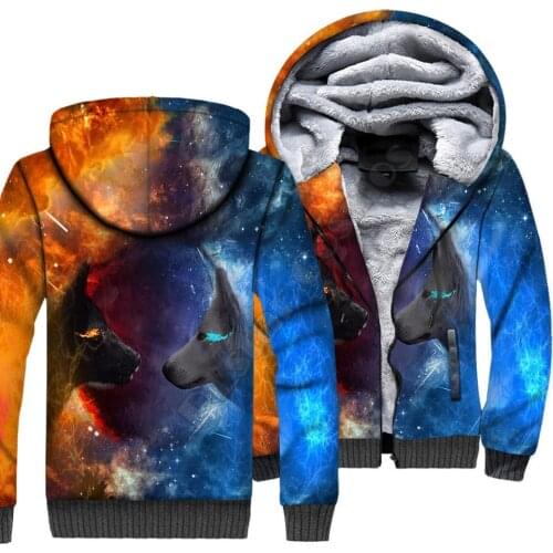 Wolf Animal 3D Printed Fleece Zipper Hoodies Men For Women Winter Warm Double Plus Velvet Jacket Cosplay Costumes 13