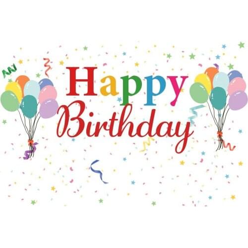 Happy Birthday Background White Blue Balloon Banner Gift Christmas Party Poster Photography Props Decoration Background Painting