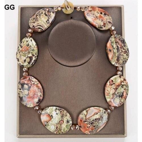 GuaiGuai Jewelry 21" Mixed Color Freeform Jasper Agate Gems Stone Necklace