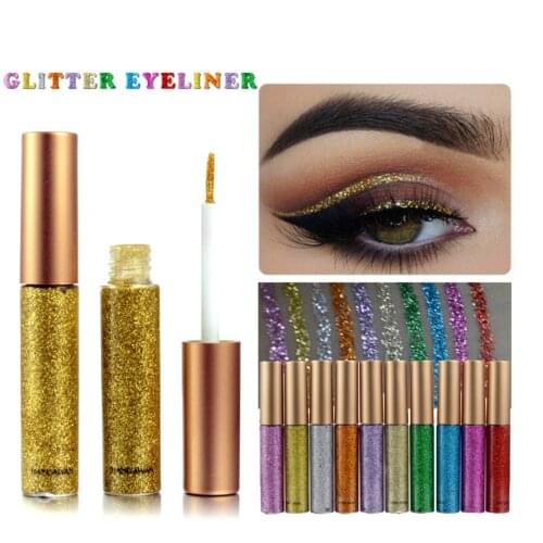 HANDAIYAN Shining Glitter Liquid Eyeliner Pencil Diamond Shimmer Eye Liner Rose Gold Color Eyeliner Makeup For Eye Cosmetics