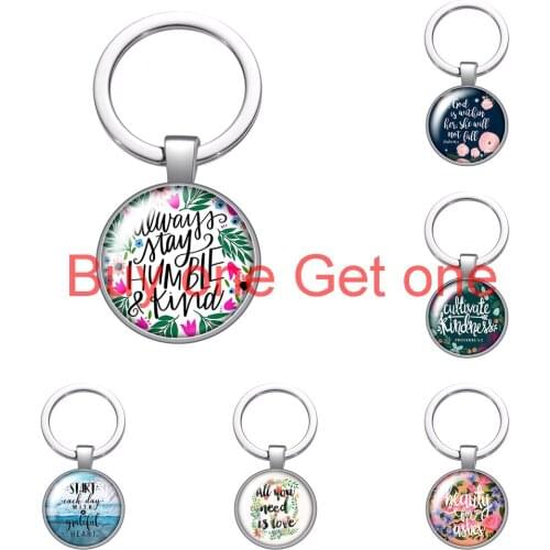 Flowers Letters Love Believe Graceful Glass Cabochon Keychain Bag Car Key Ring Holder Charms Silver Plated Keychains Women Gifts