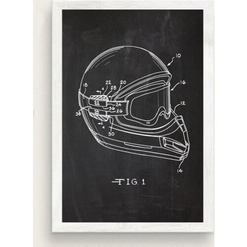 Bedroom Living Sofa Wall Decor Picture Motorcycle Motocross Helmet Blueprint Art Home Decor Quality Canvas Painting Poster