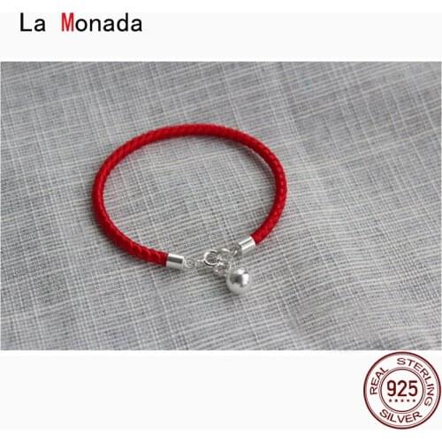 La Monada Bell Red Thread For Hand 925 Sterling Silver Bracelet Red Thread String Rope Bracelets For Women Silver 925 Couple