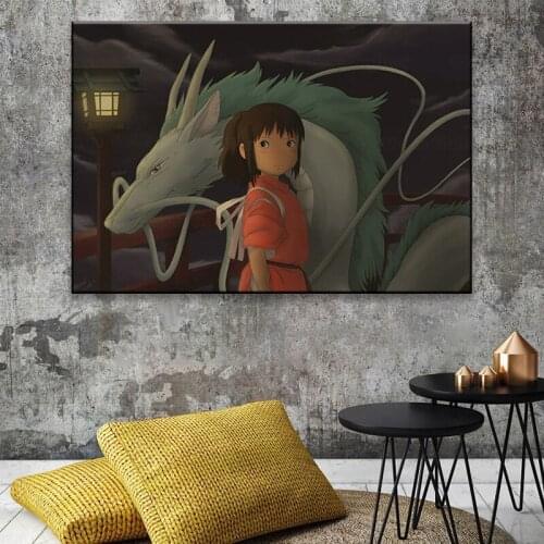 Miyazaki Hayao animation Spirited Away Retro Poster Vintage poster Wall Decor For Home Bar Cafe forkid room