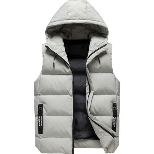 Mens Hooded Vest Autumn 2021 Korean Fashion Casual Mens Coat Trendy Teen Warm Thickened Mens