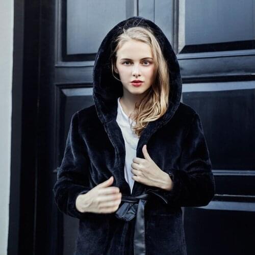 New autumn fashion faux fur coat Hooded cotton padded coat thickened long plush coat faux fur coat for women fur jacket