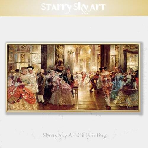 Excellent Artist Hand-painted Top Quality Classical Europe Figures Oil Painting on Canvas Beautiful Dancing Party Oil Painting