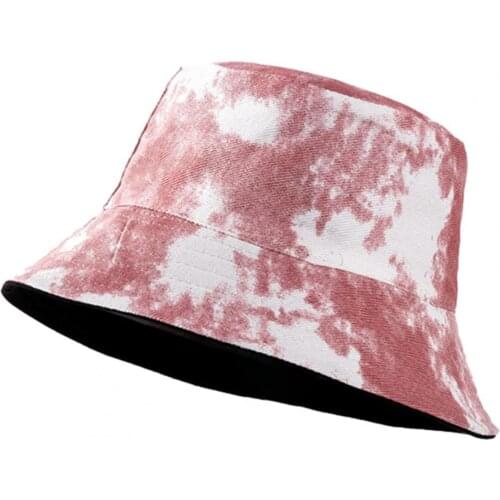 Skin-friendly Bucket Hat Double-sided Cotton Tie-dye Wide Brim Unisex Hat for Outdoor