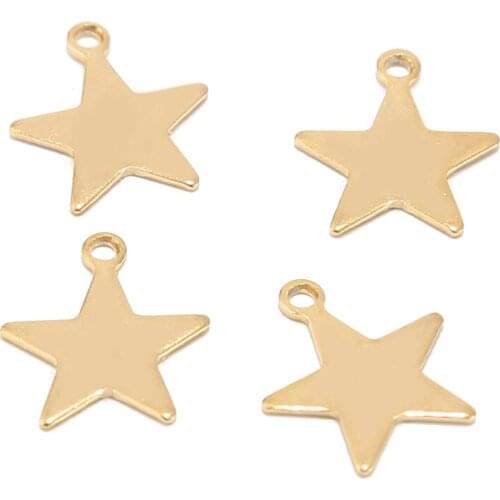 20pcs/lot 12mm Gold tone Stainless Steel Charms Pendants Star Crafting DIY Necklace Bracelet For Jewelry Making