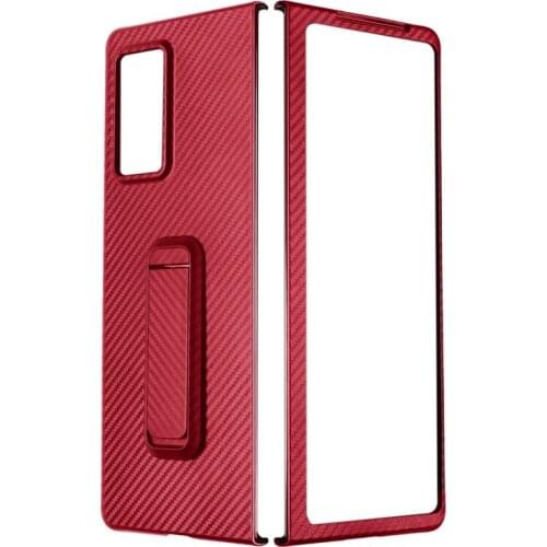 Carbon Fiber with Holder Back Front Cover Ultra Thin Shockproof Case for Samsung Galaxy Z Fold 2 Fold 2 5G