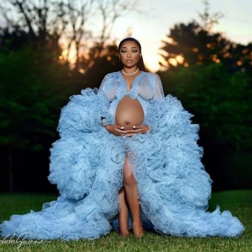 Puffy Ruffled Tulle Maternity Dress Robes Extra Lush Ball Gown Women Sheer Dresses for Photography Party Gala Gowns Photoshoots