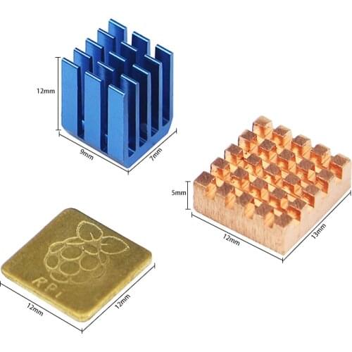 Raspberry Pi 3 Model B + Plus Heat Sink 1 Aluminum + 2 Copper with Logo Cooling Pad disipador Heatsink for Raspberry Pi 3 B+/3