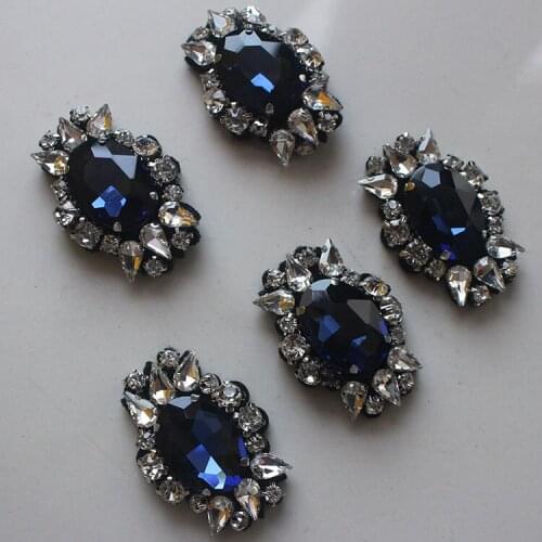 Sapphire beaded rhinestone crystal sequins patches applique Collar Bags garment accessories decoration sewing on patch Apparel