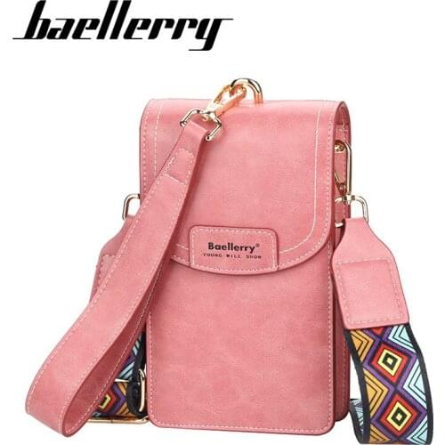 Baellerry Women Cell Phone Pocket Messenger Bag Female Card Holder Open Pocket for Ladies Soft Leather Wallet billetera mujer