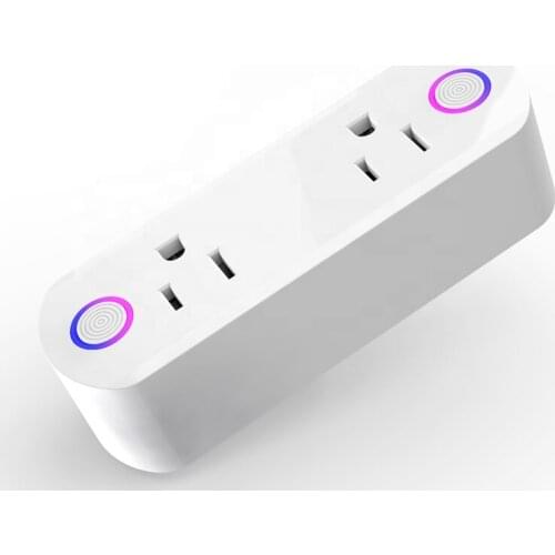 Alexa And Google Home Tuya Remote Voice 16A Wifi Smart Plug US Dual Socket