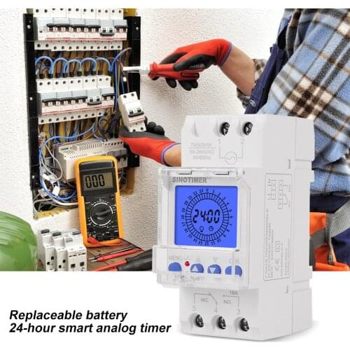 LCD Backlight Smart Analog Timer Switch Replacement 15 Minutes Interval Programmable Din Rail Digital Analogue Time Switch