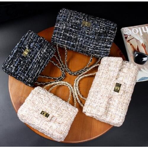 Women Handbag 2021 Lattice Wool Women Crossbody Bag Luxury Handbag Designer Brand Ladies Bag Retro Shoulder Messenger Bag