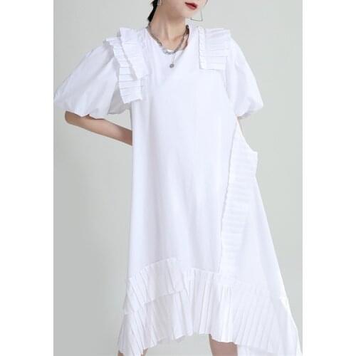2021 New Summer Fashion Ladies Dress Loose High Quality Women Dresses Solid Color Cotton Casual Elegant Female Dress T249