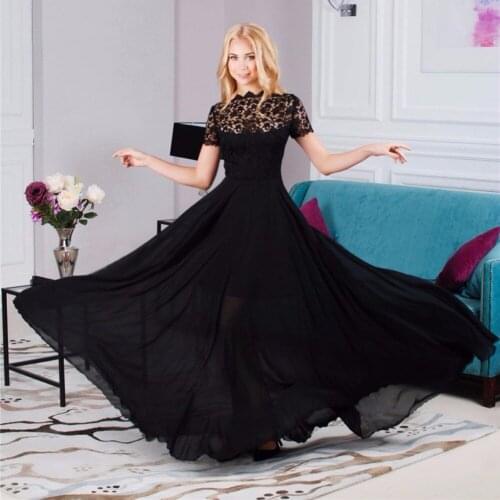 Artfeel Lace Lady Maxi Dress 2018 High Quality Women Black Dress Plus Size Chiffon Dress Autumn Summer Long Dresses Feminine