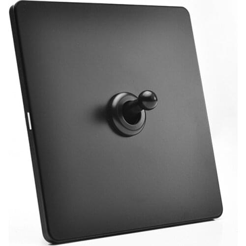 1-4 Gang 2 Way Type 86 Nordic Minimalist Style Black Wall Light Stainless Steel Panel Copper Lever Retro Toggle Switch