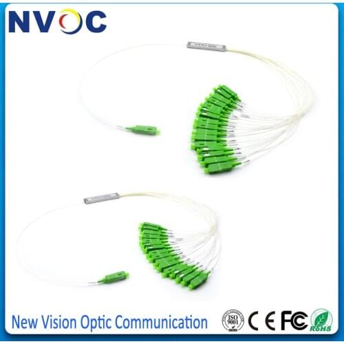 10Pcs/Lot,1*16 Mini Steel Tube Fiber Optic PLC Splitter,0.9mm,1M,Mini Blockless SC/APC Connector