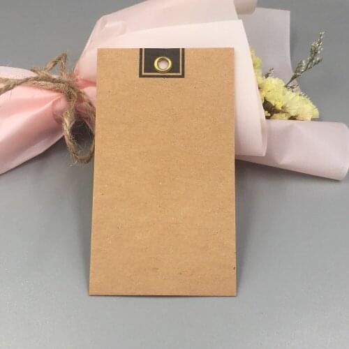 24Pcs/lot 9x5cm Blank Natural Kraft Paper Craft Tag with Metal Circle Wedding Party Supplies Diy Text Accept Customize Logo