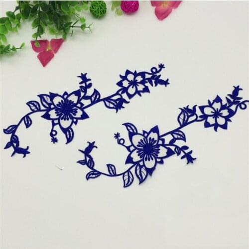 40pcs Iron On Patch For Clothing Blue Flower Vine Embroidery Jacket Patches parches ropa Fabric Patchwork Stage Appliqued Badge