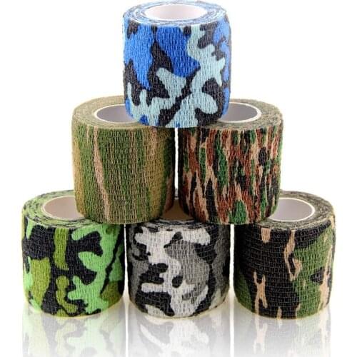 6 Rolls Camouflage Sports Elastoplast Self Adhesive Bandage Vet Tape Cohesive Bandages Adherent Wrap Non-Woven for Muscle/Finger
