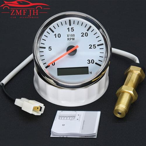 85mm Tachometer Tacho Gauge Digital LCD W/Hourmeter 3000-8000RPM Tacho Sensor Marine Tacho Meters For Car Marine Boat 12V/24V