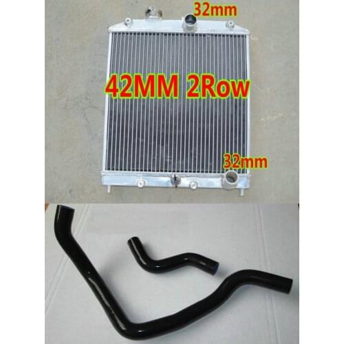 42MM 2row Aluminum Racing Radiator + SILICONE HOSE KIT FOR 1992-2000 HONDA CIVIC/CRX DEL SOL EK EG D15 D16 B16 B18 MT
