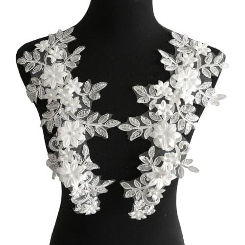 White Hollow Lace Collar Three-dimensional Imitation Pearl Embroidery Bridal Wedding Accessories